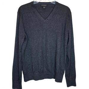 Banana Republic Men's V-Neck Sweater Dark Grey Silk Cashmere Luxury Blend Size M